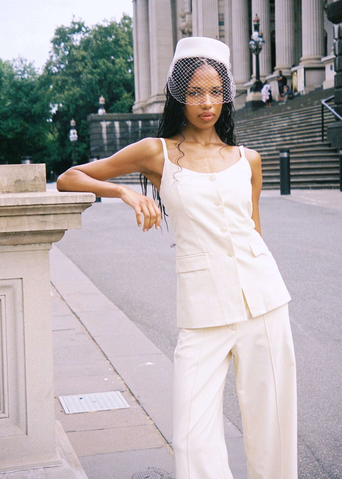 Esther Netted Pillbox Hat